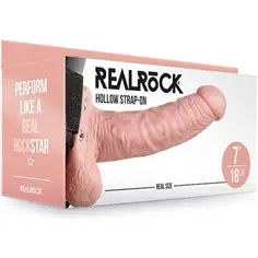 Strap-On Oco com Testículos 7 /18 Cm Flesh Realrock - PR2010376569 2