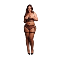 Conjunto de 2 Peças com Sutiã sem Copas Preto Tamanho Queen Le Désir - 42 XL - PR2010387304