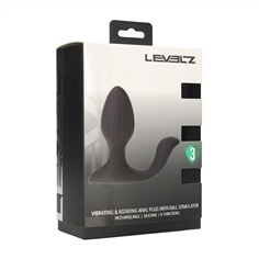Plug Anal Vibratório Em Silicone com Rotação e Estimulador de Testículos Preto Levelz - PR2010387681 2