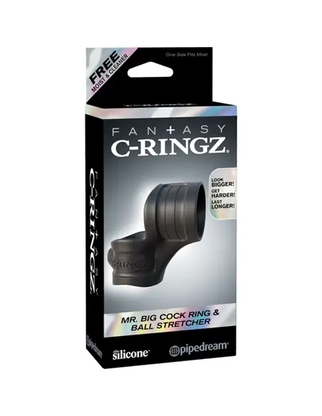 Anel para o Pénis e Testículos Fantasy C-Ringz Mr. Big Cock Ring And Ball Stretcher - Preto - PR2010335661