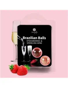 Bolas Lubrificantes Beijáveis Brazilian Balls Sabor a Morango Champanhe 2 X 4Gr - PR2010344219