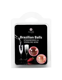 Bolas Lubrificantes Beijáveis Brazilian Balls Sabor a Morango Champanhe 2 X 4Gr - PR2010344219 2