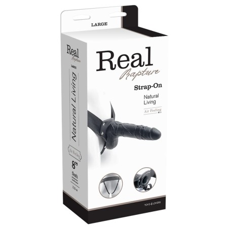 Strap-On Oco com Testículos Real Rapture Air Feeling 8' Preto - PR2010346111