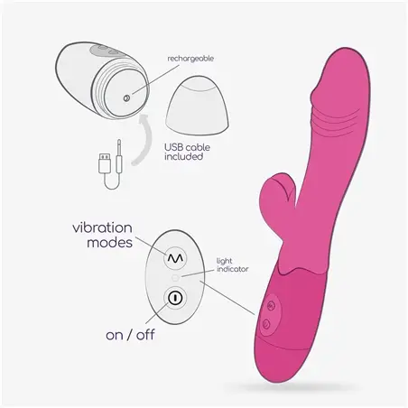 Vibrador Recarregável com Estimulador de Clitóris Blossoms Rosa Choque e Lubrificante À Base de Água Incluído Crushious #7 - PR