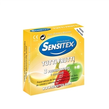 Preservativos Vegan Tuttifrutti 3 Unidades Sensitex - PR2010377014